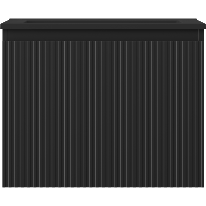 Mexen Rivel meuble de salle de bain 60 cm avec lavabo Otis, 1 tiroir, rainuré, noir mat - 91A20-06047-1-BF71-W18M71