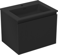 Mexen Rivel armoire de salle de bain 60 cm avec lavabo Otis, 1 tiroir, rainuré, noir mat - 91A20-06047-1-BF71-W18M71