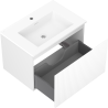 Mexen Rivel meuble de salle de bain 70 cm avec lavabo Otis, 1 tiroir, rainuré, blanc mat - 91A20-07047-1-BF01-W18M01