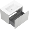 Mexen Rivel meuble de salle de bain 70 cm avec lavabo Otis, 1 tiroir, rainuré, gris mat/blanc mat - 91A20-07047-1-BF62-W18M01