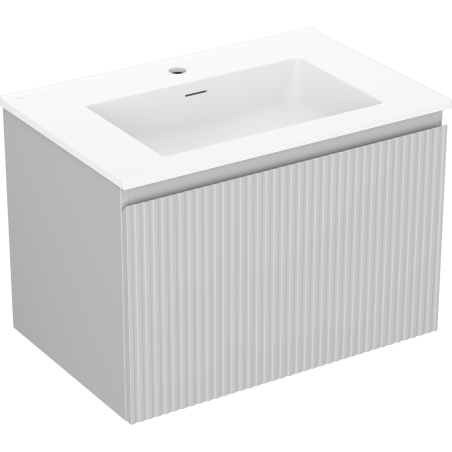 Mexen Rivel meuble de salle de bain 70 cm avec lavabo Otis, 1 tiroir, rainuré, gris mat/blanc mat - 91A20-07047-1-BF62-W18M01