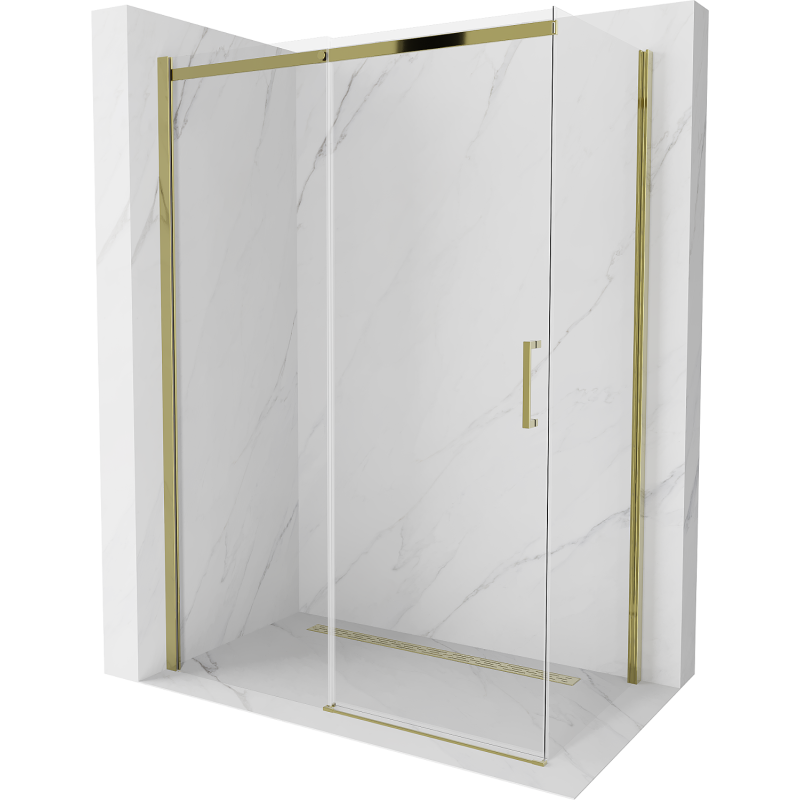 Mexen Omega cabine de douche coulissante 140 x 80 cm, transparent, dorée - 825-140-080-50-00