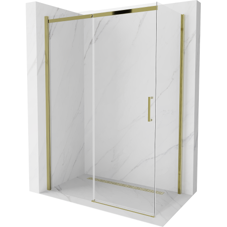Mexen Omega cabine de douche coulissante 140 x 80 cm, transparent, dorée - 825-140-080-50-00