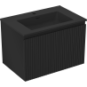 Mexen Rivel meuble de salle de bain 70 cm avec lavabo Otis, 1 tiroir, rainuré, noir mat - 91A20-07047-1-BF71-W18M71