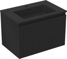 Mexen Rivel meuble de salle de bain 70 cm avec lavabo Otis, 1 tiroir, rainuré, noir mat - 91A20-07047-1-BF71-W18M71