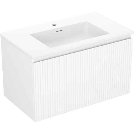 Mexen Rivel meuble de salle de bain 80 cm avec lavabo Otis, 1 tiroir, rainuré, blanc mat - 91A20-08047-1-BF01-W18M01