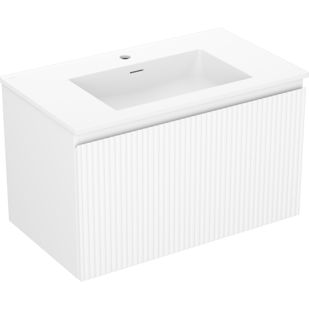 Mexen Rivel meuble de salle de bains 80 cm avec lavabo Otis, 1 tiroir, cannelé, blanc mat - 91A20-08047-1-BF01-W18M01