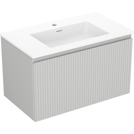 Mexen Rivel armoire de salle de bain 80 cm avec lavabo Otis, 1 tiroir, rainuré, gris mat/blanc mat - 91A20-08047-1-BF62-W18M01