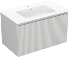 Mexen Rivel meuble de salle de bain 80 cm avec lavabo Otis, 1 tiroir, rainuré, gris mat/blanc mat - 91A20-08047-1-BF62-W18M01