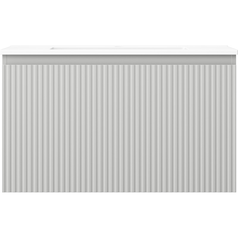 Mexen Rivel armoire de salle de bain 80 cm avec lavabo Otis, 1 tiroir, rainuré, gris mat/blanc mat - 91A20-08047-1-BF62-W18M01