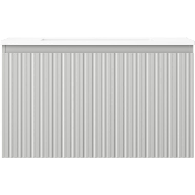 Mexen Rivel meuble de salle de bain 80 cm avec lavabo Otis, 1 tiroir, rainuré, gris mat/blanc mat - 91A20-08047-1-BF62-W18M01