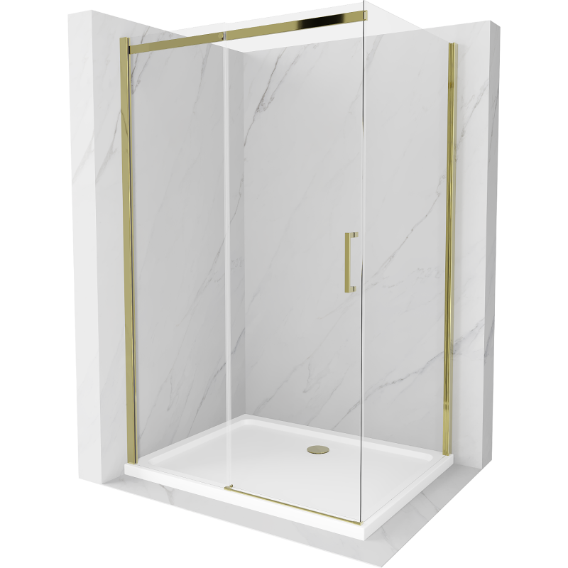 Mexen Omega cabine de douche coulissante 100 x 80 cm, transparent, or + receveur plat - 825-100-080-50-00-4010