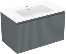 Mexen Rivel meuble de salle de bain 80 cm avec lavabo Otis, 1 tiroir, rainuré, graphite mat/blanc mat