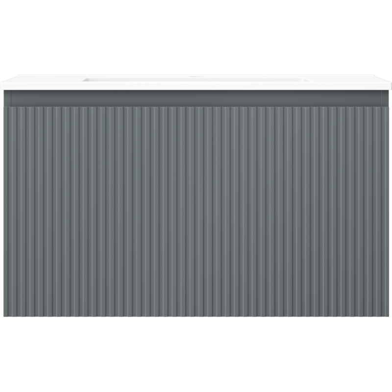 Mexen Rivel meuble de salle de bain 80 cm avec lavabo Otis, 1 tiroir, rainuré, graphite mat/blanc mat