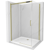 Mexen Omega cabine de douche coulissante 100 x 90 cm, transparent, doré + receveur Flat - 825-100-090-50-00-4010