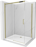 Mexen Omega cabine de douche coulissante 100 x 90 cm, transparent, or + receveur Flat - 825-100-090-50-00-4010