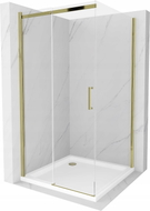 Mexen Omega cabine de douche coulissante 100 x 100 cm, transparente, dorée + receveur plat - 825-100-100-50-00-4010