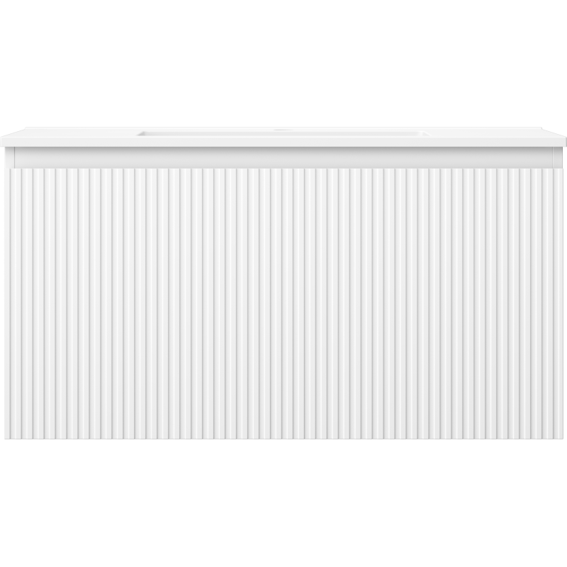 Mexen Rivel meuble de salle de bains 90 cm avec lavabo Otis, 1 tiroir, cannelé, blanc mat - 91A20-09047-1-BF01-W18M01