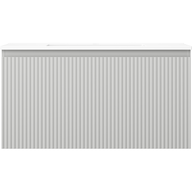 Mexen Rivel meuble de salle de bain 90 cm avec lavabo Otis, 1 tiroir, rainuré, gris mat/blanc mat - 91A20-09047-1-BF62-W18M01