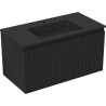 Mexen Rivel meuble de salle de bain 90 cm avec lavabo Otis, 1 tiroir, rainuré, noir mat - 91A20-09047-1-BF71-W18M71