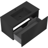 Mexen Rivel armoire de salle de bain 90 cm avec lavabo Otis, 1 tiroir, rainuré, noir mat - 91A20-09047-1-BF71-W18M71
