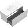 Mexen Rivel armoire de salle de bains 100 cm avec lavabo Otis, 1 tiroir, rainuré, gris mat / blanc mat
