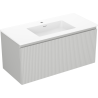 Mexen Rivel meuble de salle de bain 100 cm avec lavabo Otis, 1 tiroir, rainuré, gris mat/blanc mat - 91A20-10047-1-BF62-W18M01