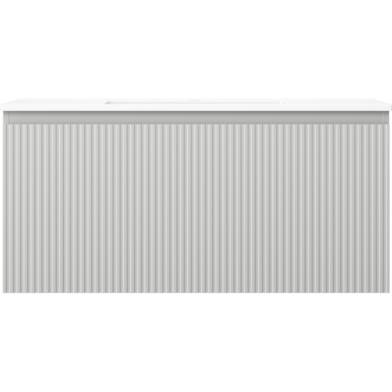Mexen Rivel armoire de salle de bains 100 cm avec lavabo Otis, 1 tiroir, rainuré, gris mat / blanc mat