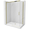 Mexen Omega cabine de douche coulissante 130 x 70 cm, transparente, dorée + receveur plat - 825-130-070-50-00-4010