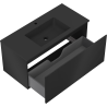 Mexen Rivel meuble de salle de bains 100 cm avec lavabo Otis, 1 tiroir, rainuré, noir mat - 91A20-10047-1-BF71-W18M71