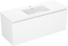 Mexen Rivel meuble de salle de bain 120 cm avec lavabo Otis, 1 tiroir, rainuré, blanc mat - 91A20-12047-1-BF01-W18M01