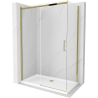 Mexen Omega cabine de douche coulissante 140 x 70 cm, transparente, dorée + receveur Flat - 825-140-070-50-00-4010