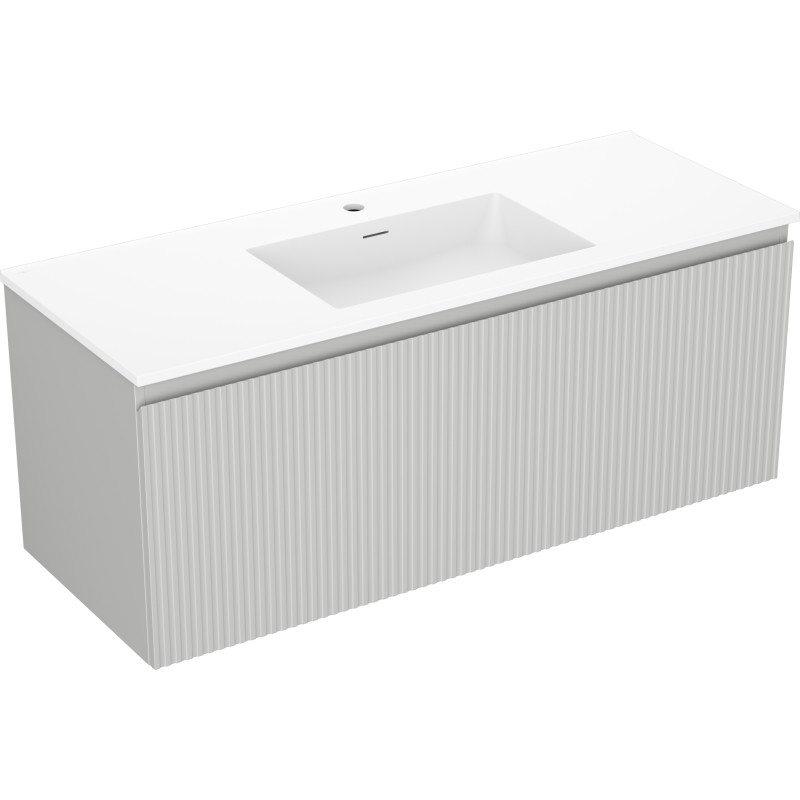 Mexen Rivel armoire de salle de bain 120 cm avec lavabo Otis, 1 tiroir, rainuré, gris mat/blanc mat - 91A20-12047-1-BF62-W18M01