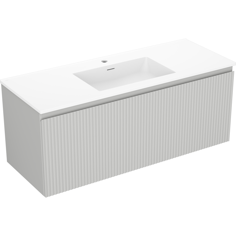 Mexen Rivel meuble de salle de bain 120 cm avec lavabo Otis, 1 tiroir, rainuré, gris mat/blanc mat - 91A20-12047-1-BF62-W18M01