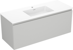 Mexen Rivel armoire de salle de bain 120 cm avec lavabo Otis, 1 tiroir, rainuré, gris mat/blanc mat - 91A20-12047-1-BF62-W18M01