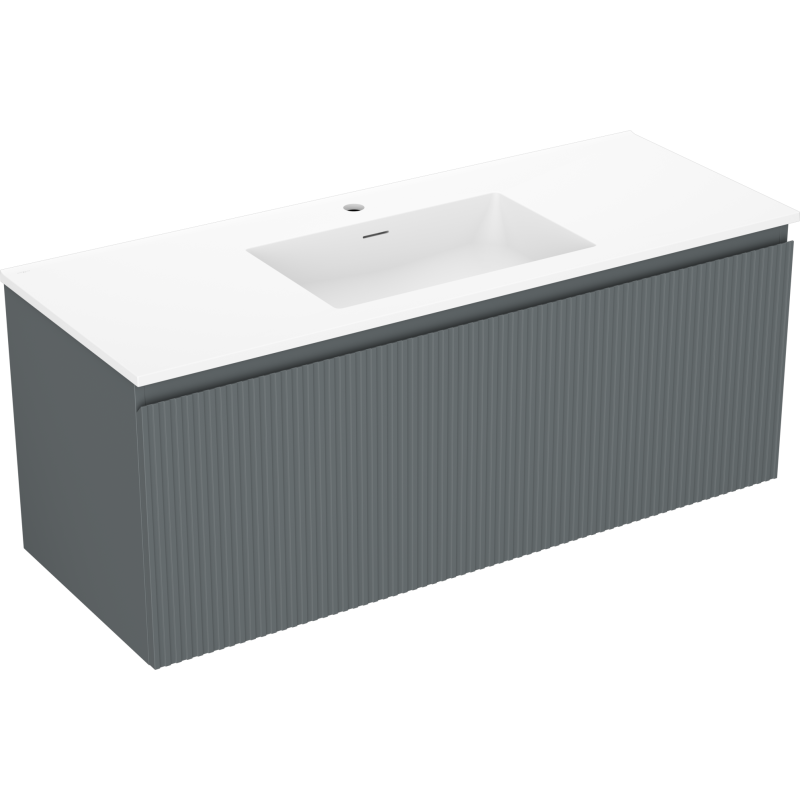 Mexen Rivel meuble de salle de bain 120 cm avec lavabo Otis, 1 tiroir, cannelé, graphite mat/blanc mat -