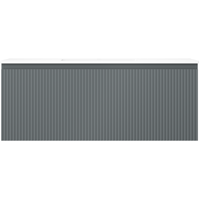 Mexen Rivel meuble de salle de bain 120 cm avec lavabo Otis, 1 tiroir, cannelé, graphite mat/blanc mat -