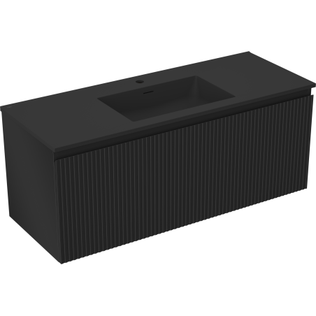 Mexen Rivel meuble de salle de bain 120 cm avec lavabo Otis, 1 tiroir, rainuré, noir mat - 91A20-12047-1-BF71-W18M71