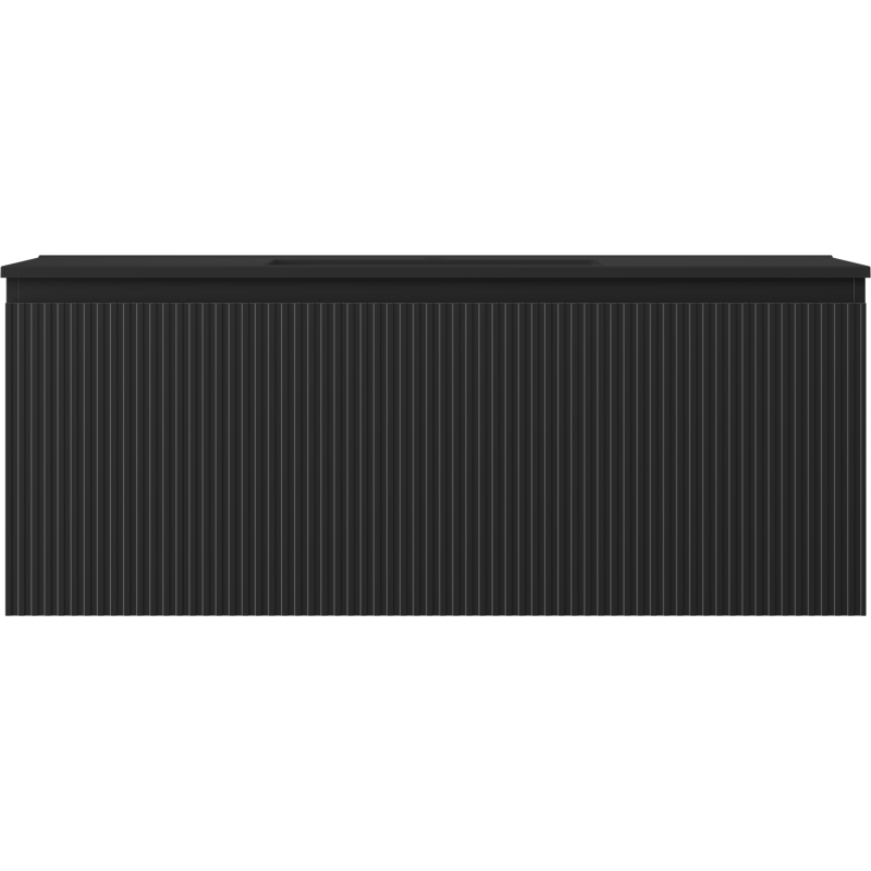 Mexen Rivel armoire de salle de bain 120 cm avec lavabo Otis, 1 tiroir, rainurée, noir mat - 91A20-12047-1-BF71-W18M71