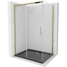 Mexen Omega cabine de douche coulissante 100 x 90 cm, transparent, or + bac à douche plat, noir - 825-100-090-50-00-4070G