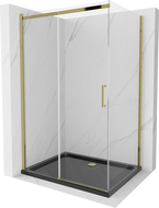 Mexen Omega cabine de douche coulissante 100 x 90 cm, transparent, dorée + receveur plat, noir - 825-100-090-50-00-4070G