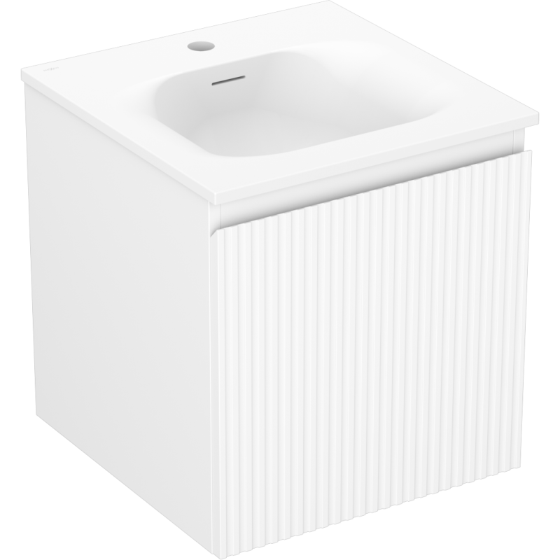 Mexen Rivel meuble de salle de bains 45 cm avec lavabo Vela, 1 tiroir, rainuré, blanc mat - 91A20-04547-1-BF01-W23M01