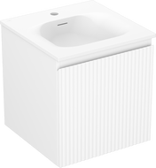 Mexen Rivel meuble de salle de bains 45 cm avec lavabo Vela, 1 tiroir, rainuré, blanc mat - 91A20-04547-1-BF01-W23M01