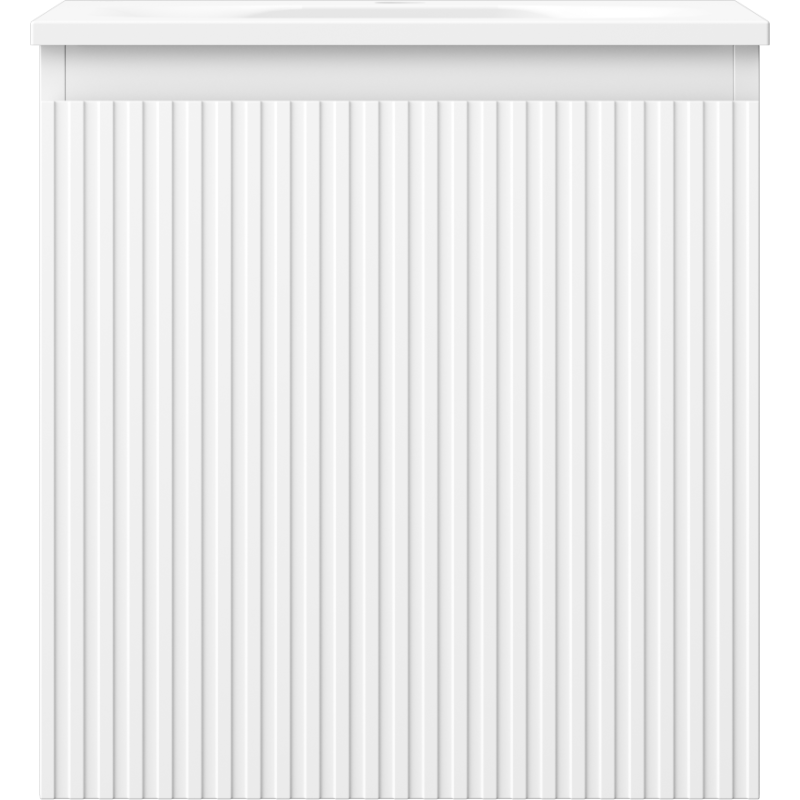 Mexen Rivel meuble de salle de bains 45 cm avec lavabo Vela, 1 tiroir, rainuré, blanc mat - 91A20-04547-1-BF01-W23M01