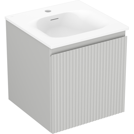Mexen Rivel armoire de salle de bain 45 cm avec lavabo Vela, 1 tiroir, rainuré, gris mat/blanc mat - 91A20-04547-1-BF62-W23M01