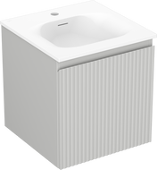 Mexen Rivel armoire de salle de bain 45 cm avec lavabo Vela, 1 tiroir, rainuré, gris mat/blanc mat - 91A20-04547-1-BF62-W23M01