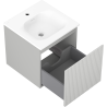 Mexen Rivel Meuble de salle de bains 45 cm avec lavabo Vela, 1 tiroir, rainuré, gris mat/blanc mat - 91A20-04547-1-BF62-W23M01