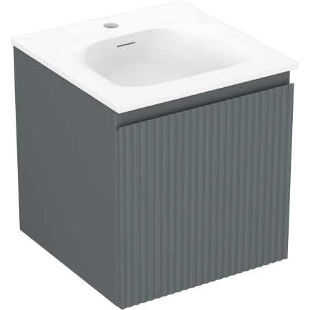 Mexen Rivel armoire de salle de bain 45 cm avec lavabo Vela, 1 tiroir, cannelé, graphite mat/blanc mat