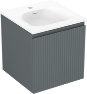 Mexen Rivel armoire de salle de bain 45 cm avec lavabo Vela, 1 tiroir, cannelé, graphite mat/blanc mat