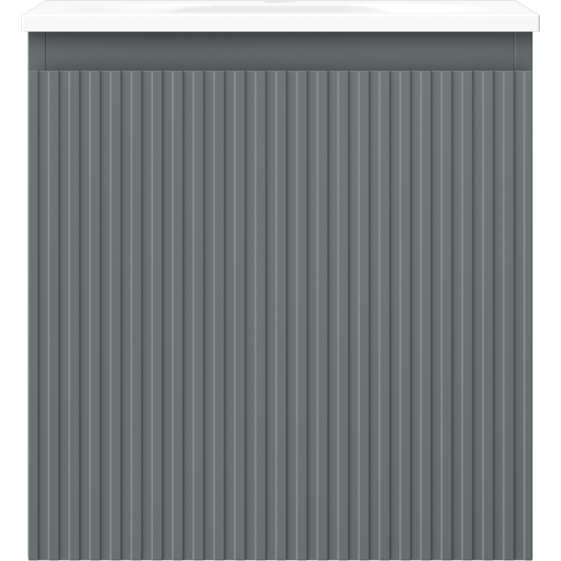 Mexen Rivel armoire de salle de bain 45 cm avec lavabo Vela, 1 tiroir, cannelé, graphite mat/blanc mat